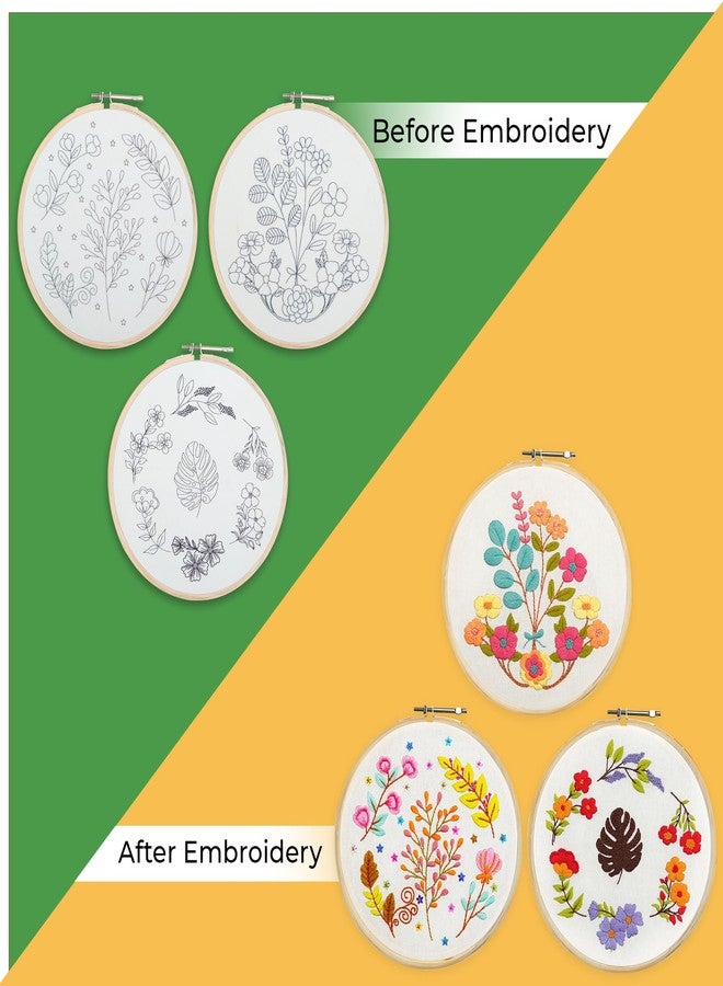 picknMAKE DIY Cross Stitch Hand Embroidery Kit For Beginners Adult, Kids with Pattern & Cloth, Multicolor Floral Design, Written Instructions, Embroidery Hoop & All Other Materials Included (Pack of 3 Kits) - Image 4